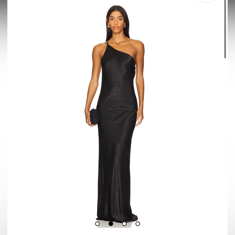 Shona Joy Black One Shoulder Cocktail Gown